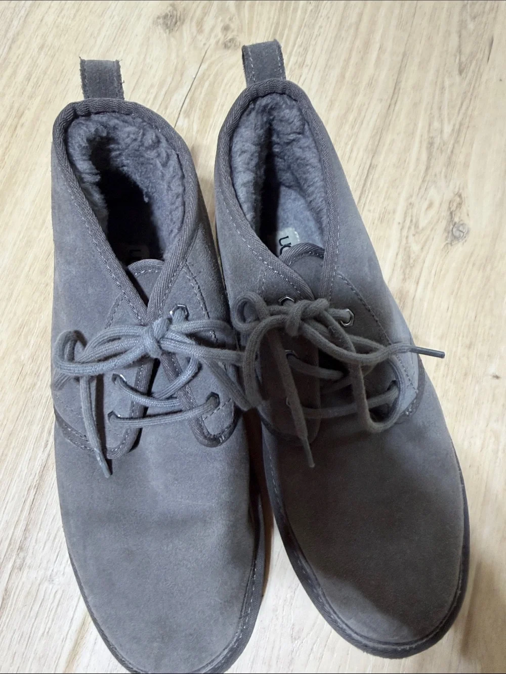 UGG Neumel Charcoal Grey Suede Sheepskin Chukka Ankle Boots Shoes Size US 11 Men